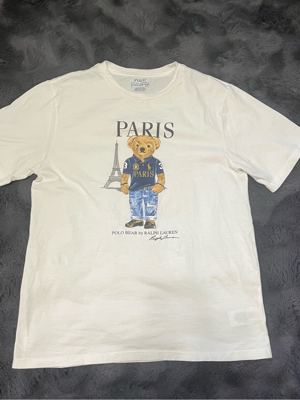 Ralph Lauren White 'Paris Bear' Graphic Crewneck Cotton Boys T-Shirt (18-20) - Picture 6 of 10